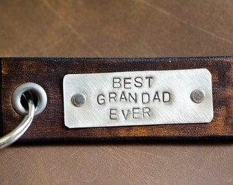Leather Tag Keychain Best Granddad Ever - Keychain Personalized Leather Key Chain Accessory, Anniversary Gift,Custom Keychain, Wedding Gift,