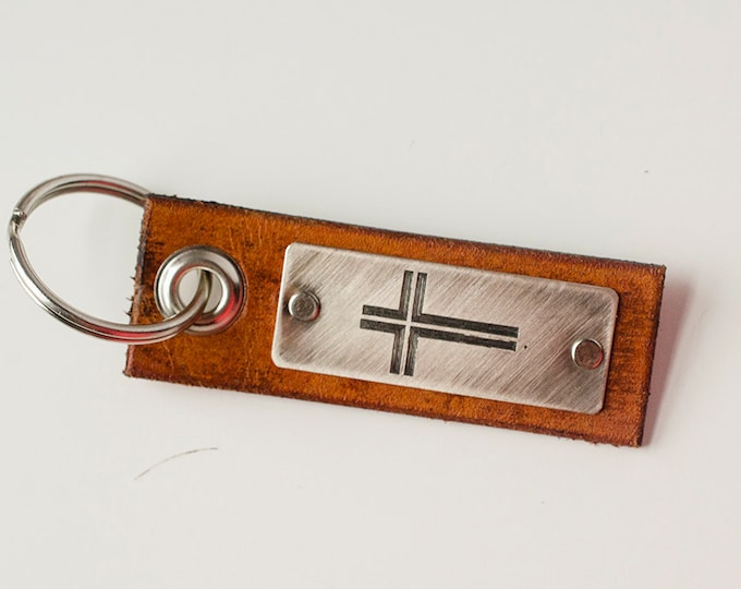 Cross Christian Custom Leather Keychain Scripture