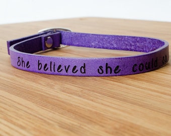 Custom Quote Skinny Adjustable Leather Bracelet