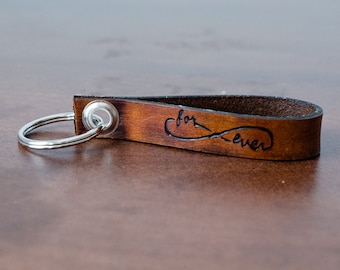 Forever Love Infinity Custom Leather Keychain with Personalized Date - Accessory, Anniversary Gift, Custom Keychain, Wedding Gift,