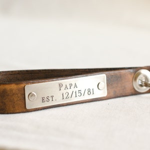 Papa Keychain Personalized Leather Key Chain, Anniversary Gift, Custom Keychain, Wedding Gift, Skinny Leather Key Chain image 1