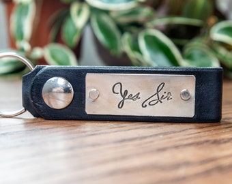 Yes Sir Personalized Custom Leather Key Chain