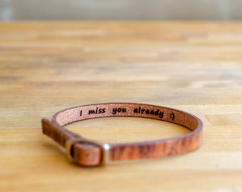 I miss you already-Secret Message Leather Bracelet