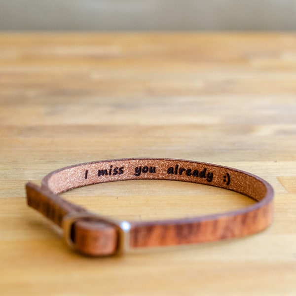 I miss you already-Secret Message Leather Bracelet