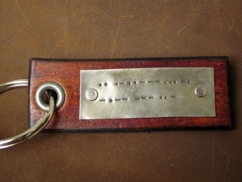 Morse Code Leather Key Chain Etsy
