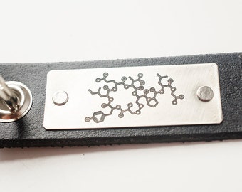 Oxytocin Love Chemistry Leather Key Chain Accessory, Anniversary Gift, Custom Keychain