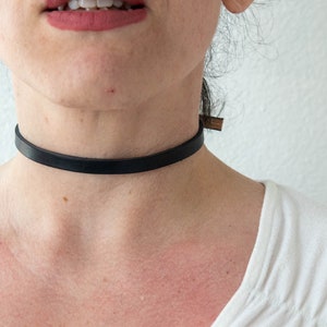 Leather Choker Collar Necklace with a Secret Hidden Message