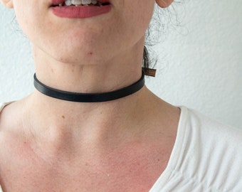 Leather Choker Collar Necklace with a Secret Hidden Message