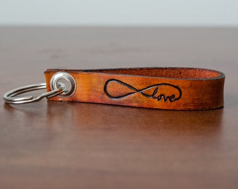 Love Always Infinity Leather Keychain - Accessory, Anniversary Gift, Custom Keychain, Wedding Gift,