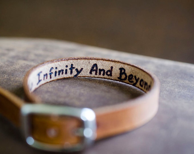 Secret Message Adjustable Cuff -  I Love You To Infinity and Beyond