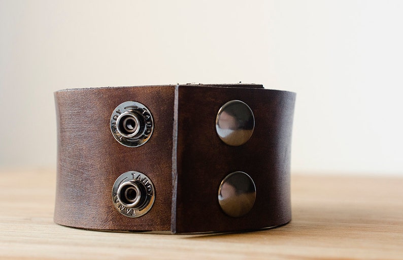 Your Custom Handwriting on Distressed Leather Cuff image 2
