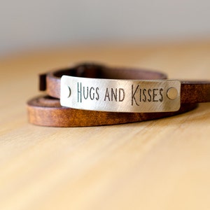 Hugs & Kisses - Custom  Adjustable Leather Wrap Bracelet