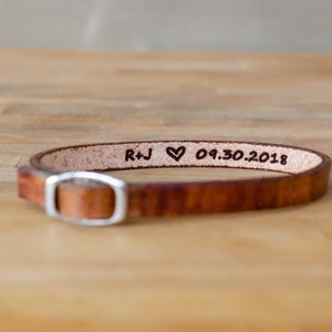 Initials-special date- secret message Leather Bracelet