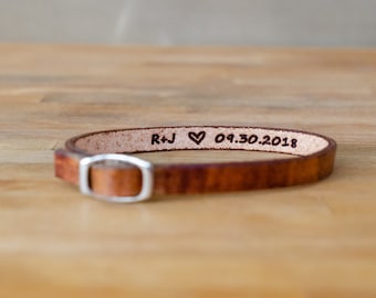 Initials-special date- secret message Leather Bracelet