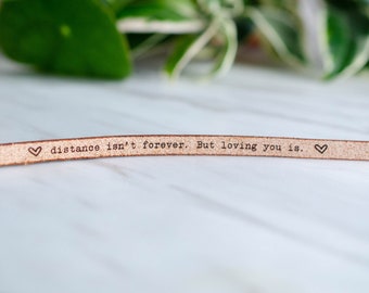 Distance isn't Forever but Loving You Is - Long Distance Relationship Custom Leather Wrap Bracelet