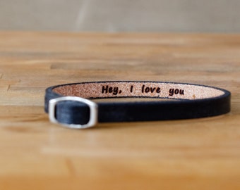 Hey I Love you- secret message Leather wrap Bracelet