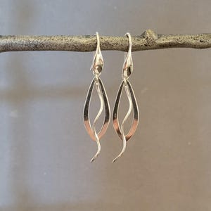 Tear Drop Earrings, Silver Tear Drop Earrings, Sterling Squiggle, Unique 19 guage Tear Drop Ear Wires, Unique Sterling Interlocking Design