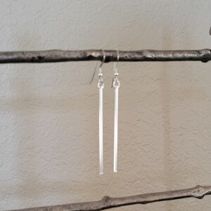 Long Sterling Tube earrings, Long Cylindrical Earrings, Modern, Minimalist, Long Thin Tubular earrings, Big Look but Not heavy