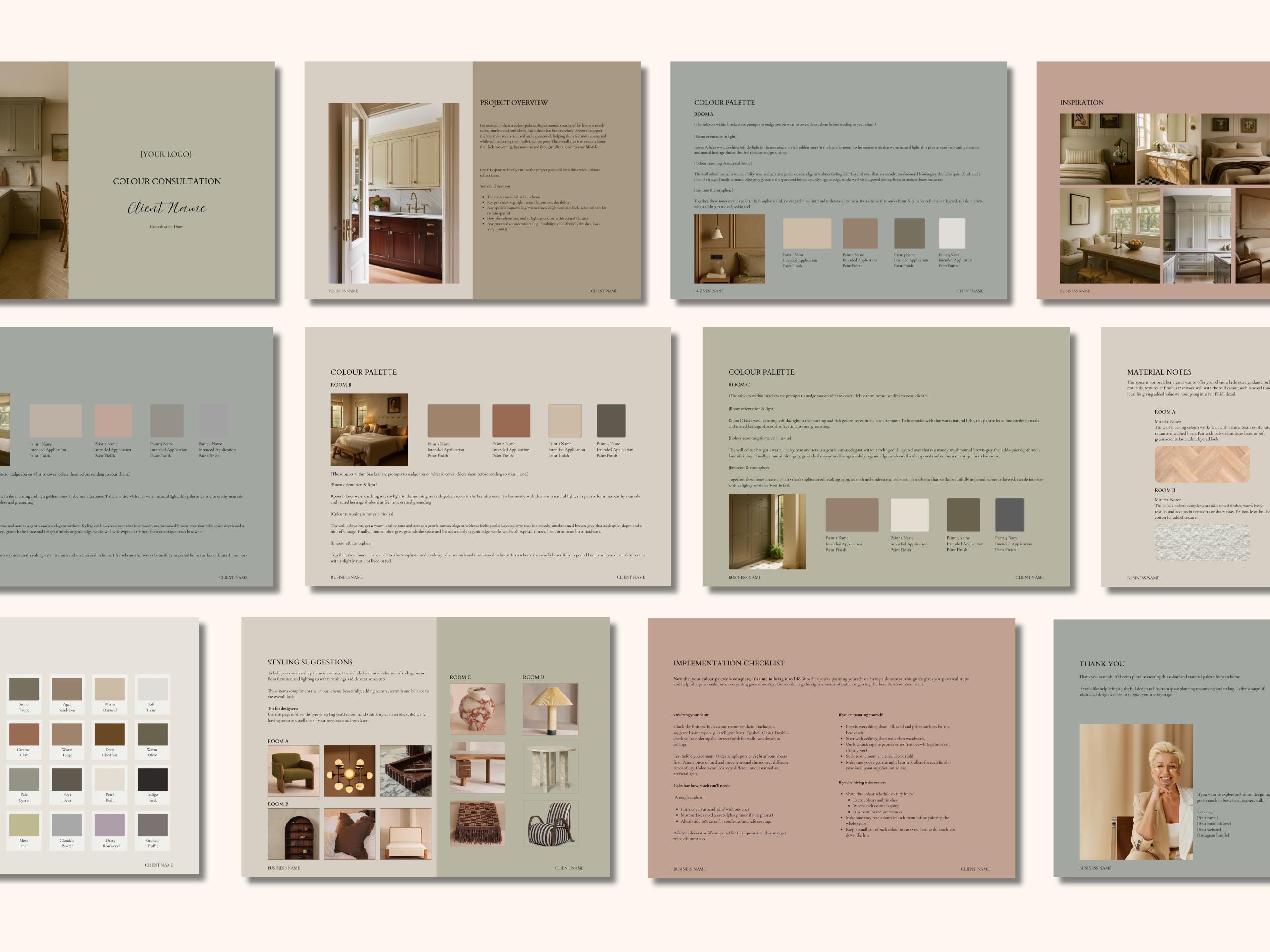 Interior Design Colour Report.pdf Interior Design Colour Consultation Presentation | Canva Client Guide ...