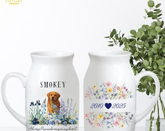 Jarrón de cerámica personalizado con foto de mascota, recuerdo floral para perros y gatos, regalo de condolencia por la pérdida de una mascota