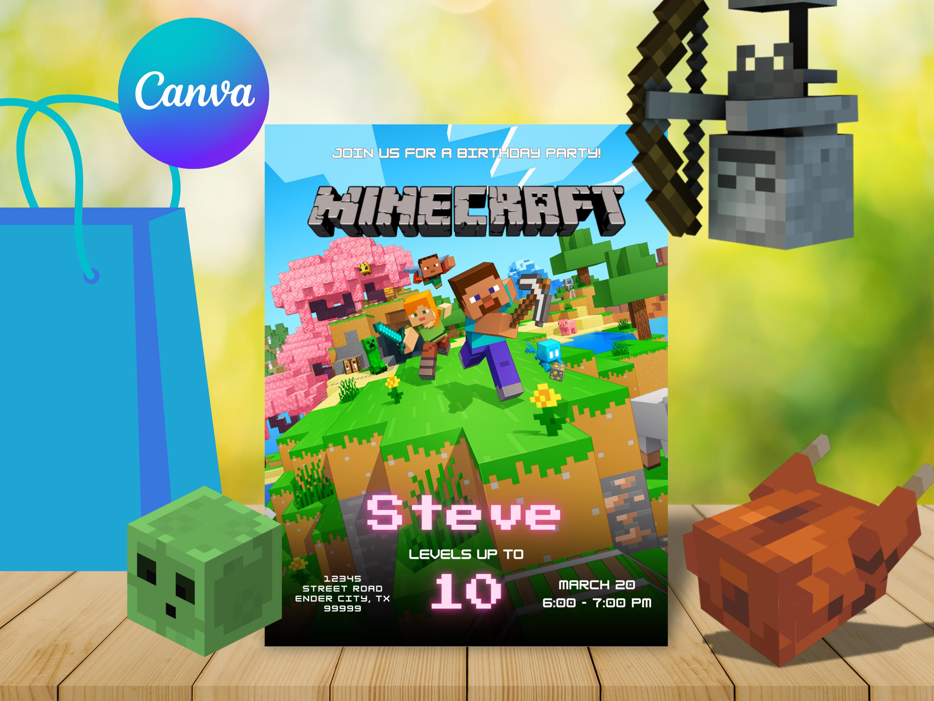 Editable Minecraft Birthday Invite
