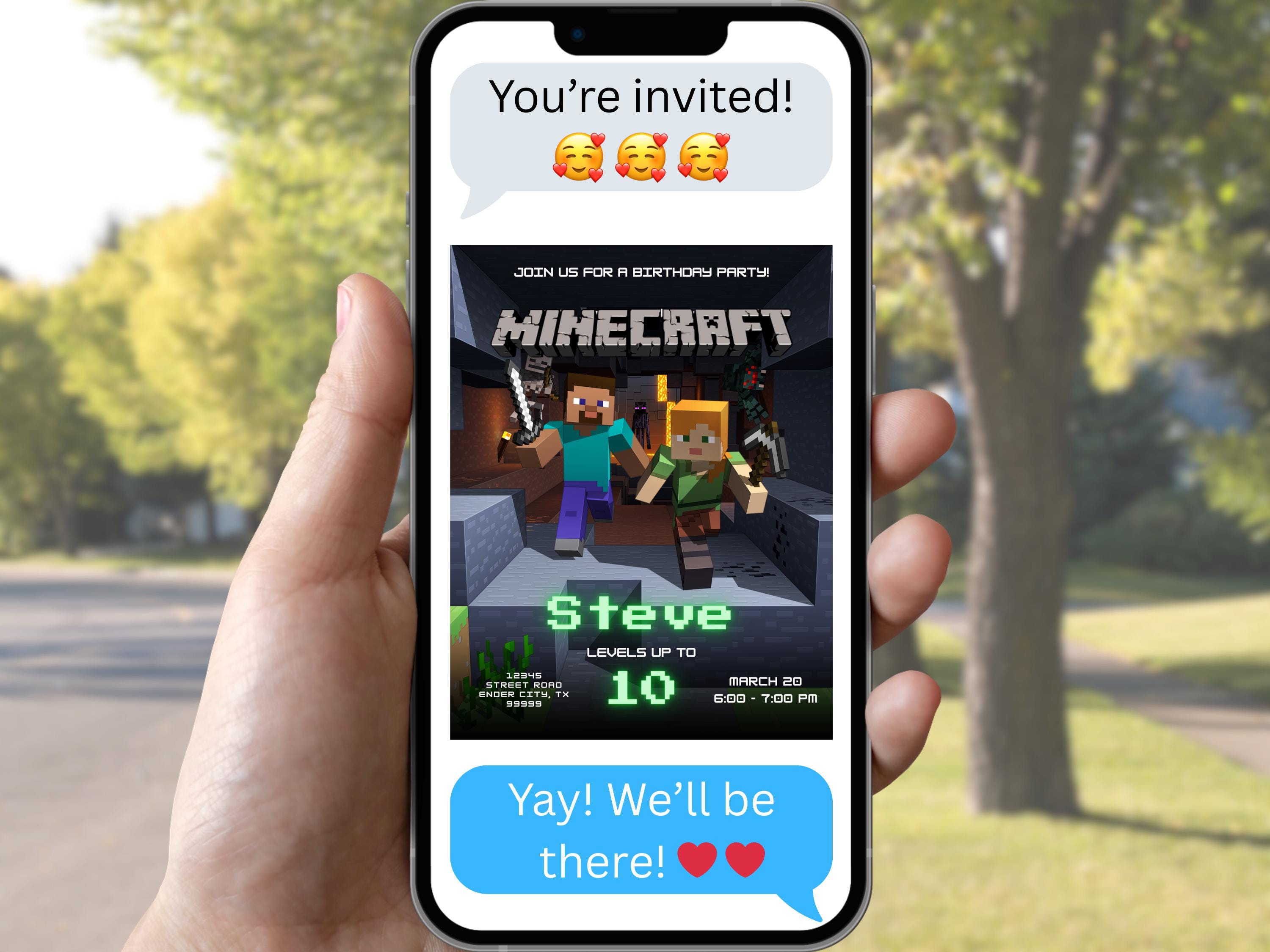 Editable Minecraft Invite – Canva