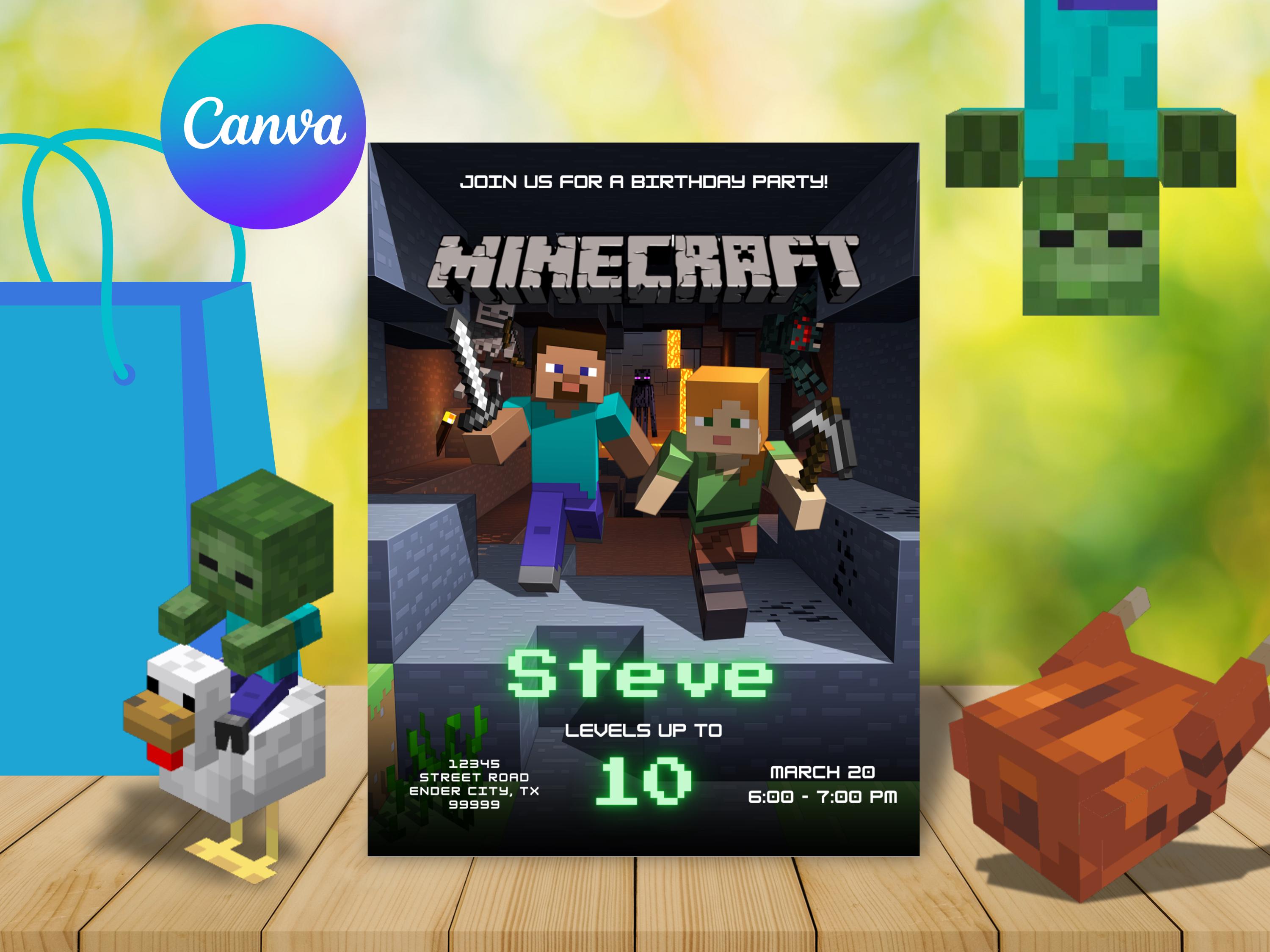 Editable Minecraft Invite – Canva