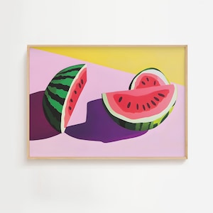 Modern Watermelon Print | Bold Fruit Wall Art | Summer Kitchen Decor | Maximalist Watermelon Art | Digital Download