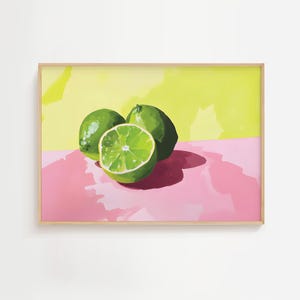 Modern Lime Print | Citrus Kitchen Wall Art | Pastel Fruit Illustration | Minimalist Summer Decor | Digital Download