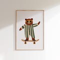 Skateboarding Bear \u2013 Wall Art for Kids \u2013 Green & Beige Retro Print (Digital Download) product logo