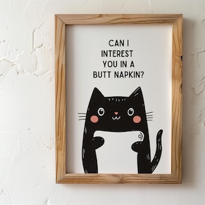 Funny Bathroom Cat Art Print | Toilet Cat Art | Pet Portrait Cat Wall Decor | Cat Lover Mom Gift | Quirky Bathroom Art