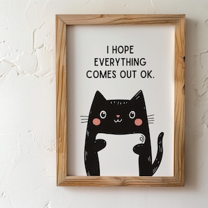 Funny Bathroom Cat Art Print | Toilet Cat Art | Pet Portrait Cat Wall Decor | Cat Lover Mom Gift | Quirky Bathroom Art
