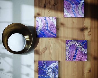 IO0525 Violet Mod abstract acrylic room decor 4 piece panel contemporary chic