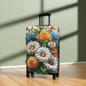 Floral Luggage Cover - Stylish Travel Accessory, Perfect for Spring Vacation, Floral Design, Personalized Travel Gift, Suitcase Protector