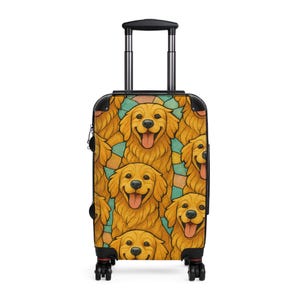 Maleta, bolsa de viaje, equipaje, diseño de golden retriever, regalo para amantes de los perros, esencial para vacaciones