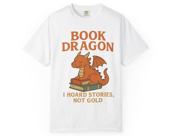 Book Dragon T-Shirt | Cozy Reading Gift for Book Lovers, Literary Apparel, Fantasy T-Shirt, Perfect for Readers