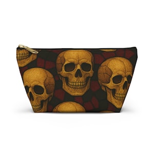 Gothic Skull Accessory Pouch, Cosplay Makeup Bag, Halloween Gift, Gothic Decor, Skull Print Pouch, Vibe with Skulls