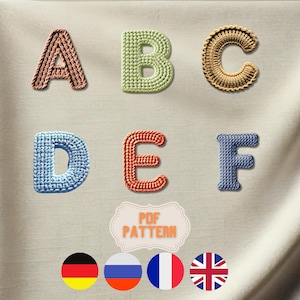 Patrón de Alfabeto en Crochet, Letras en Crochet, Hilo para Crochet, Tutorial de Letras Amigurumi, Tutorial de Letras en Crochet