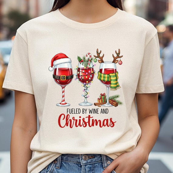 Funny Christmas Wine T-Shirt Design (PNG)