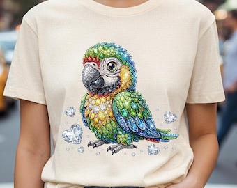 Juvelprydd papegoja PNG, Faux Strass Macaw Clipart (digital nedladdning)