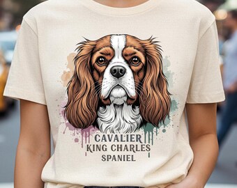Cavalier King Charles PNG, akvarellstänkhunddesign (digitalt)