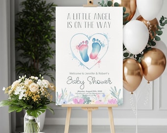 Redigerbar välkomstskylt för babyshower: Utskrivbar Canvas-mall (digital nedladdning)