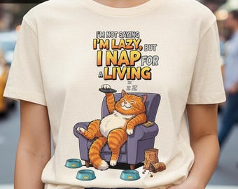 "Lustige getigerte Katze ""I Nap For A Living" PNG, sarkastische T-Shirt Kunst (digitaler Download)"