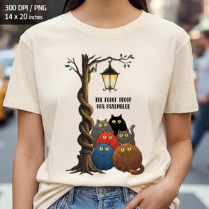 Funny Cat T-Shirt Design | Whimsical Floof Troop PNG (Digital Download)