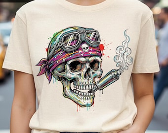 Bikerskalle PNG: Motorcykelklubbens logotyp, sublimeringsdesign (digital nedladdning)