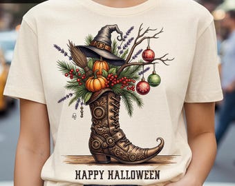 Häxig jul PNG: Steampunk-stöveldesign (digital nedladdning)