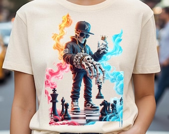 Streetwear Skelett Schack PNG, Hiphop-skalledesign (digital nedladdning)