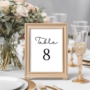 Minimalist Wedding Table Numbers, Elegant Calligraphy Editable Canva Template