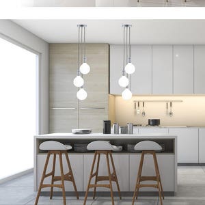 Contemporary Kitchen Lighting: 3-Light Cluster Pendant in Any Color - Unique Island Lighting with LED Bulbs - Modern Style