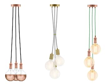 3 Pendant Light Cluster - Design Your Own - Hangout Lighting - New Copper LED or Antique Edison Globe Lamps